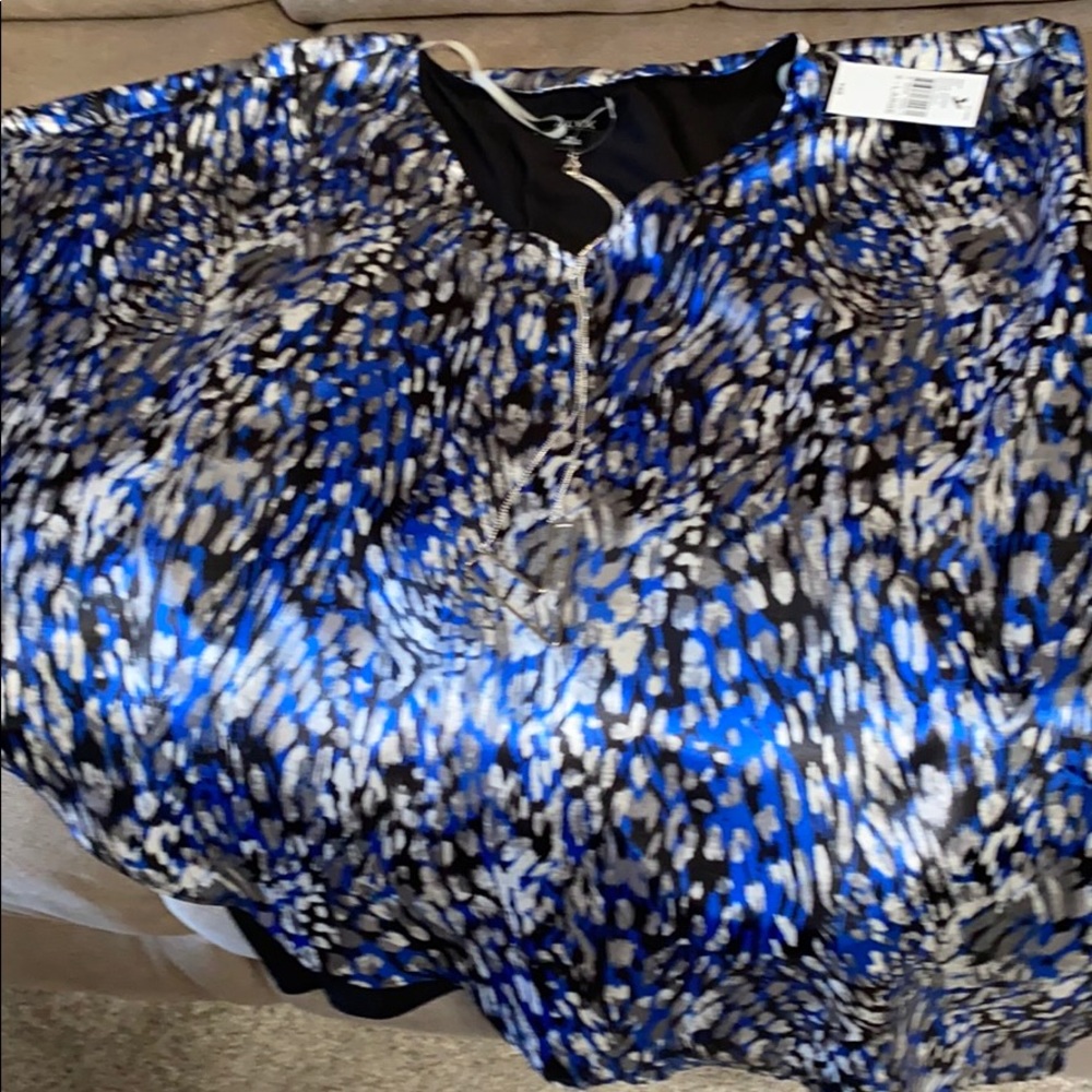 Silky Blouse with Liner and Necklace